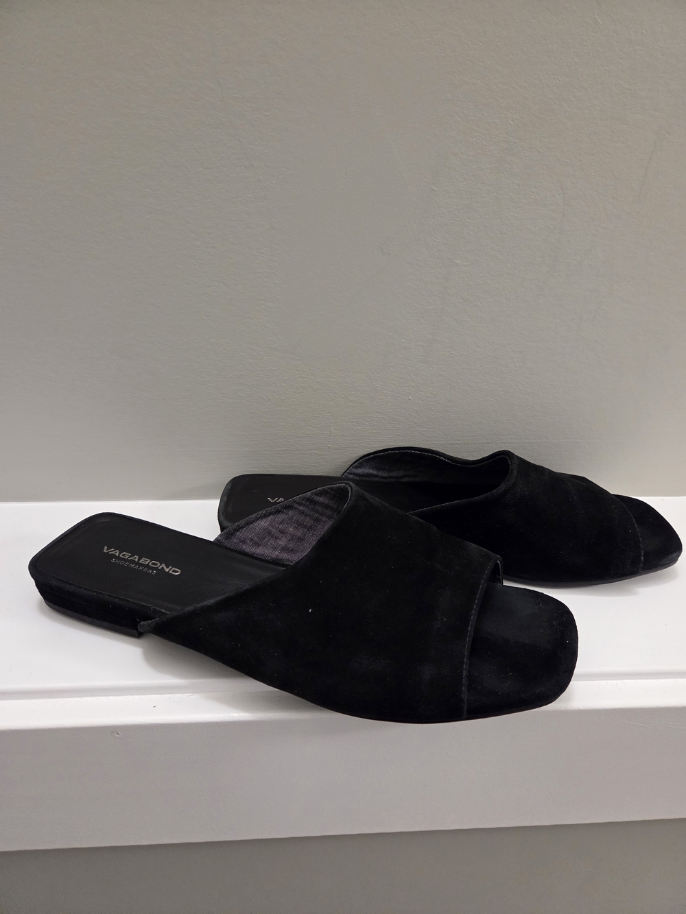 Vagabond Black Square-Toe Slide Sandals Women Size 6 EU37